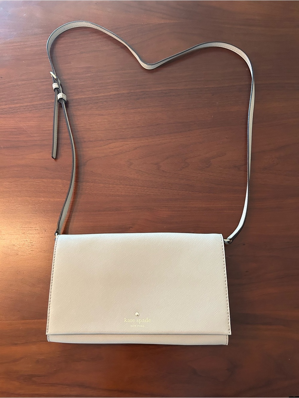 kate spade Cream Leather Crossbody Bag with Gold Logo